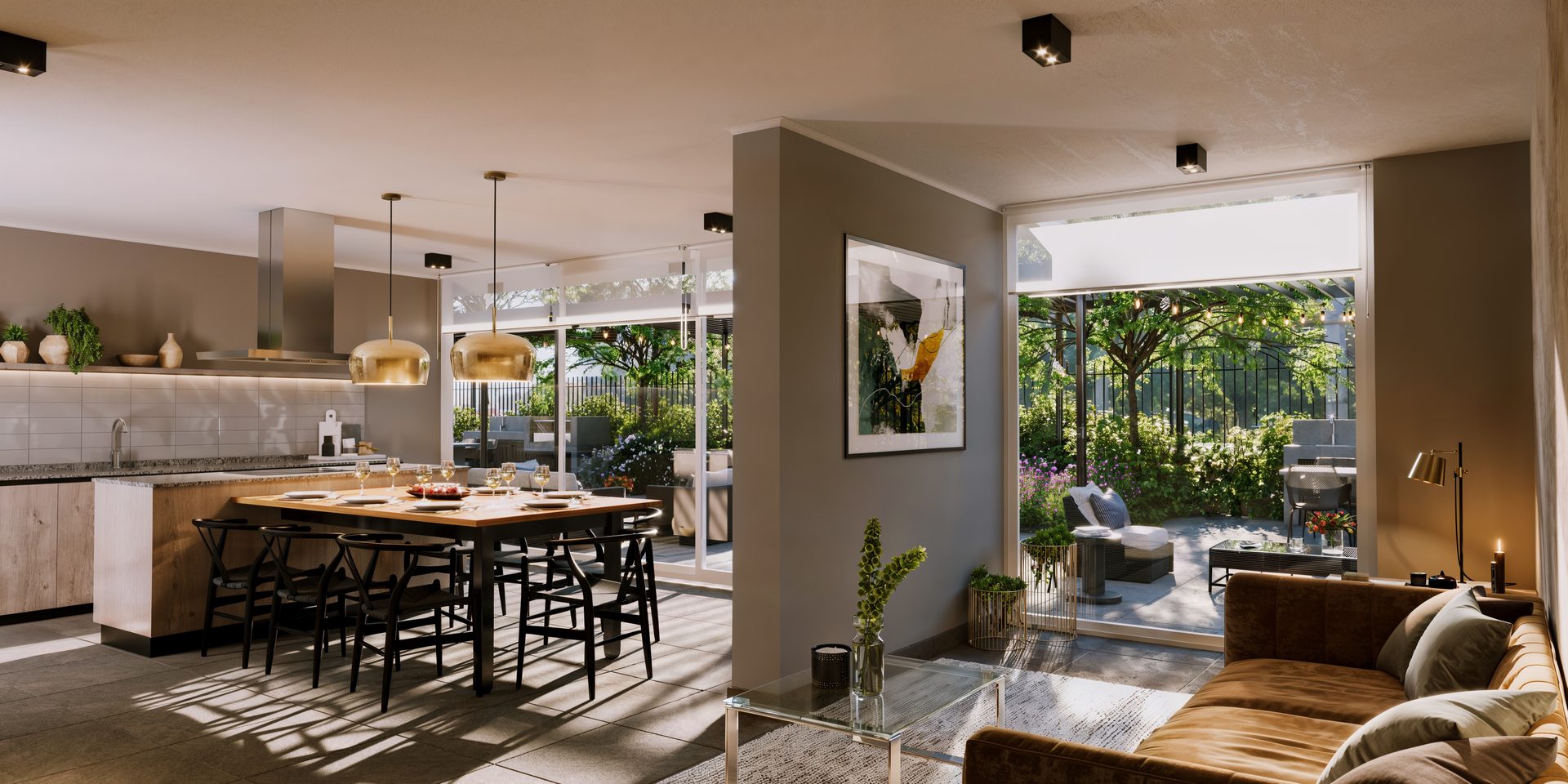 Cocina gourmet y living